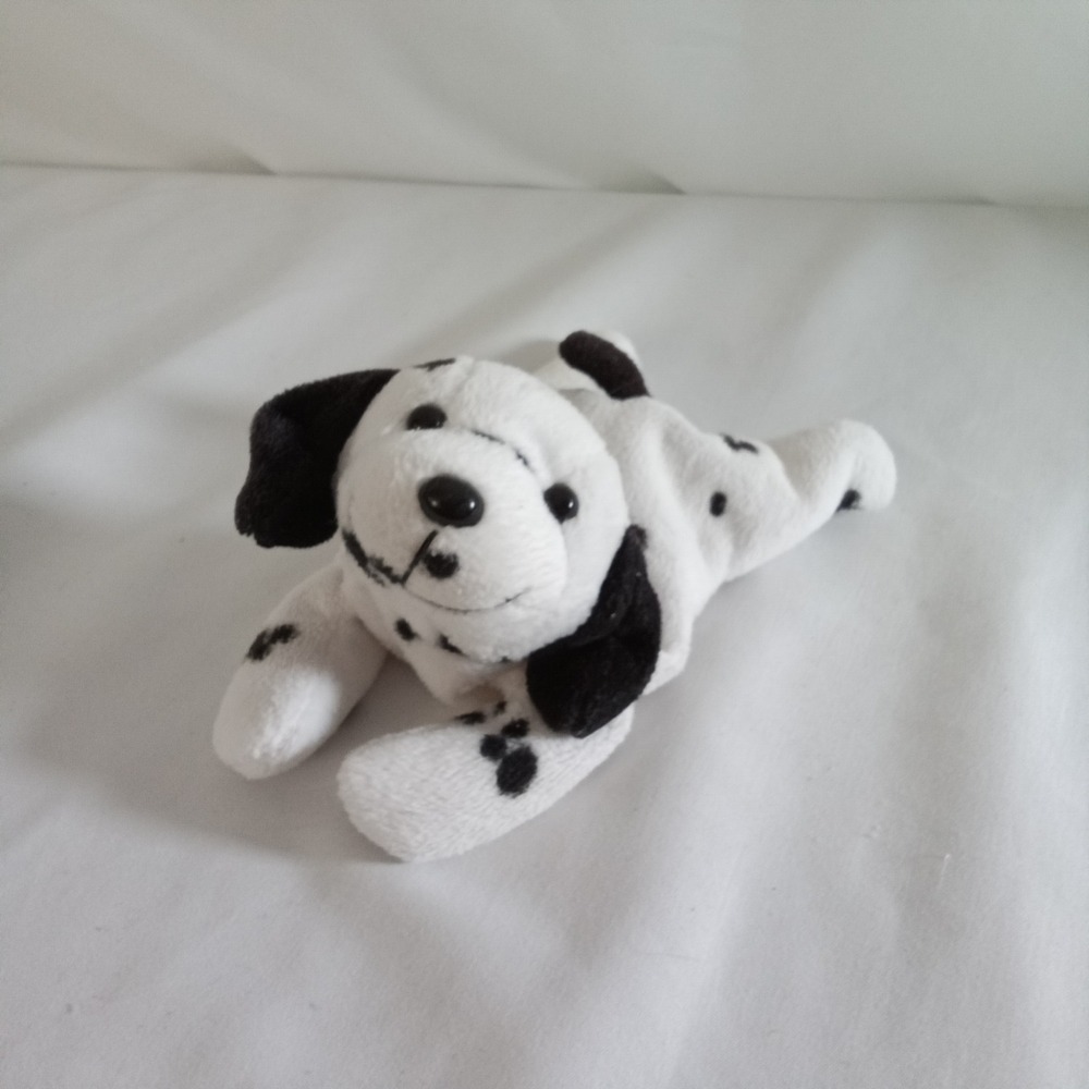 Ty Beanie Baby Sparky the Dalmatian Dog White Black Spotted Plush Toy 1996‎